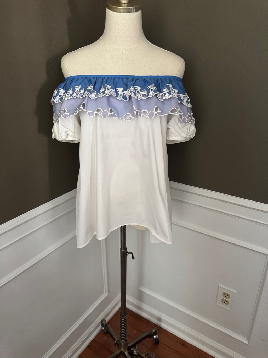 Peter Pilotto Off Shoulder Embroidered Top. U.S. Size 6.